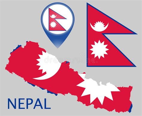 Nepal Flag, Map Pointer and Map Stock Vector - Illustration of isolated ...