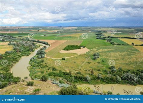 Fertile Valley of the Spanish River Guadalquivir Stock Photo - Image of ...