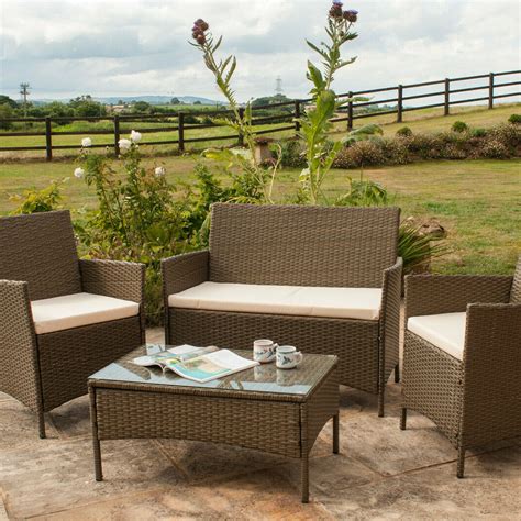 4 Piece Rattan Garden Furniture Set