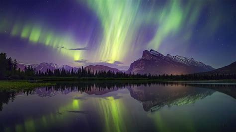 3840x2160 Aurora Borealis Mountains Lake Reflection Banff National Park 4K ,HD 4k Wallpapers ...
