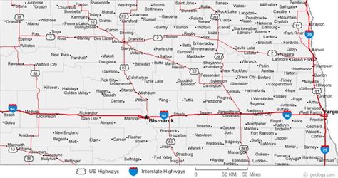 North Dakota Road Map | North Dakota | Pinterest | Cities, Road maps and City maps