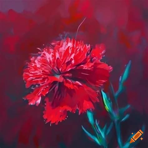 Impressionist painting of red carnation flowers on Craiyon