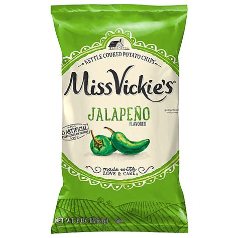 Miss Vickie's Potato Chips, Jalapeno Flavored, Kettle Cooked 8 oz ...