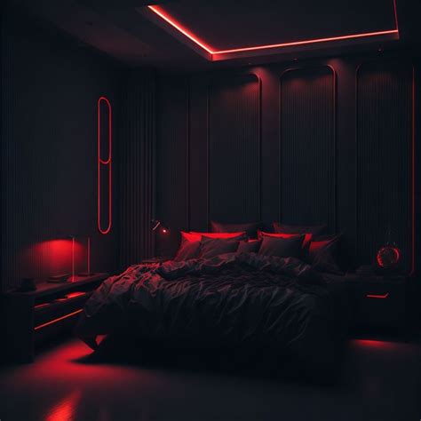 Black Bedroom with red led’s | Bedroom red, Black bedroom design ...