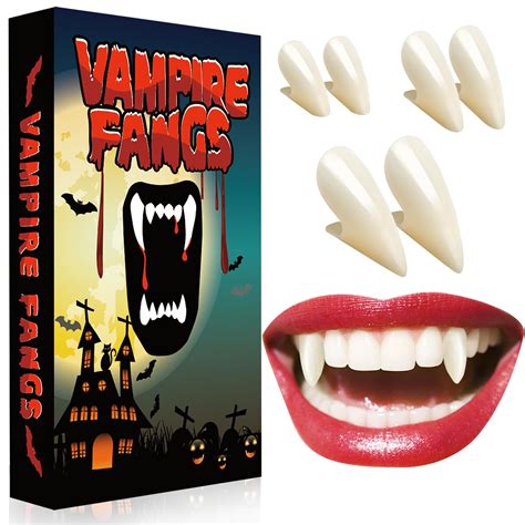 Buy Vampire Teeth Fangs Adult Kids: Fake Fangs Halloween Plastic Vampire Teeth Realistic ...