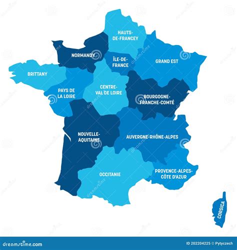 France - Map of Metropolitan Regions Stock Vector - Illustration of marseille, infographic ...