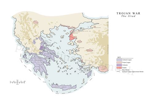 Map of the groups of Greeks during the Trojan War... - Maps on the Web