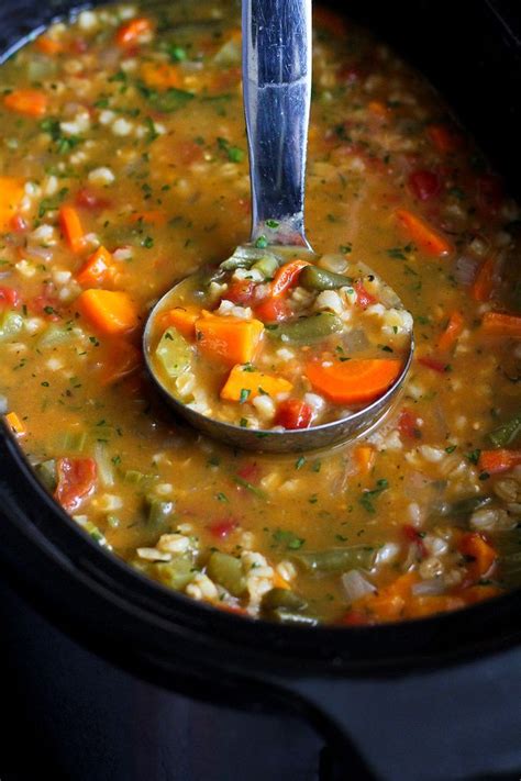 Slow Cooker Vegetable Barley Soup Recipe…An tasty way to get a couple of servings of vegetables ...