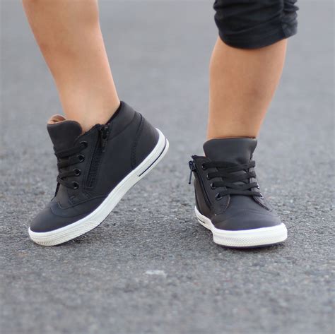 Boys high top black sneakers | Kid shoes, Boys shoes, Black sneakers