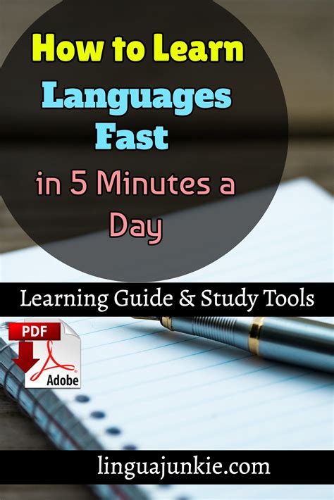 How to Learn Language Fast - 5 Minute a Day Lessons. | Learning languages, Language learning ...