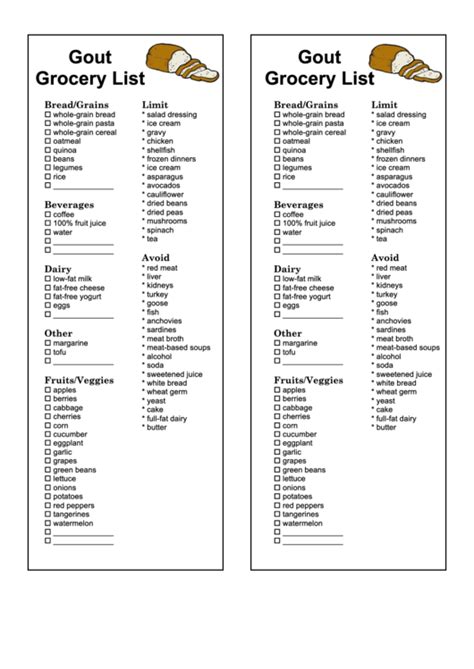 Printable Gout Food List - Healthy eating draw and write.