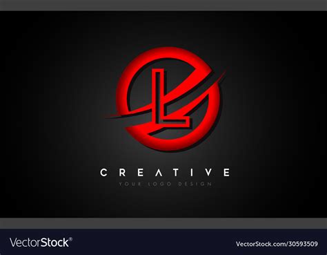 Letter l logo with a red circle swoosh design Vector Image