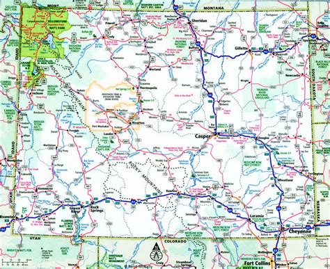 Wyoming interstate highways map I-25 I-80 I-90 road state county free ...