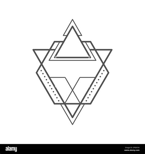 Geometric boho tattoo. Occult alchemy line symbol, sacred geometry ...