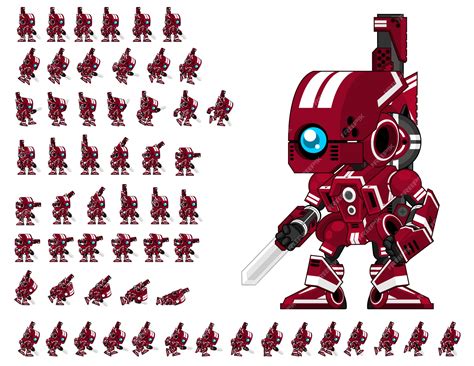 Premium Vector | Red Robot Game Sprite