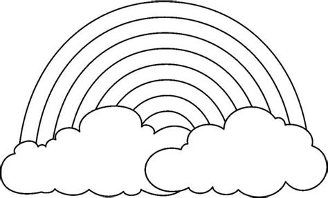 A Simple Drawing of Rainbow Behind the Cloud Coloring Page | Rainbow ...