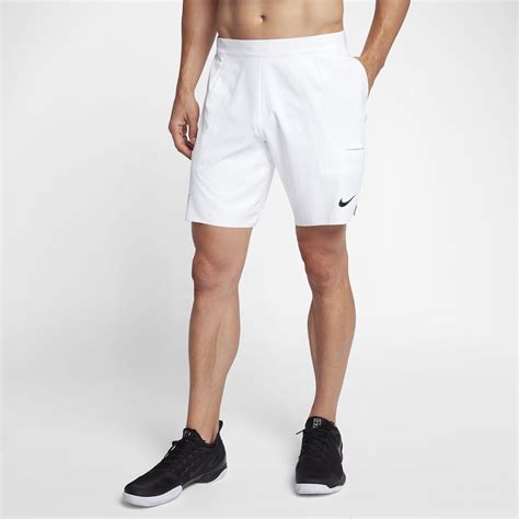 Nike Mens Court Flex RF 9 Inch Tennis Shorts - White - Tennisnuts.com