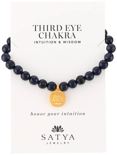 Satya Jewelry Midnight Jade Gold Plated Intuition Chakra Stretch ...