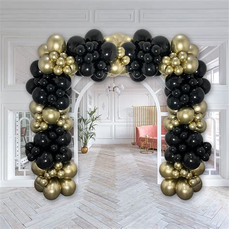 Black and Gold Chrome Ready-Made Full Balloon Arch