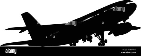 Airplane silhouette on white background. Vector illustration Stock ...