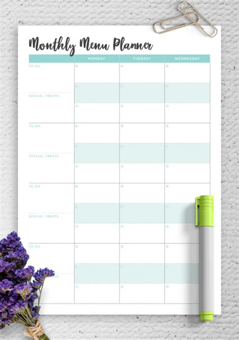 Monthly menu planner template - detroitovasg