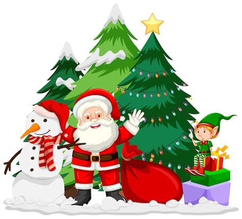 Free Vector | Christmas theme with Santa and snowman