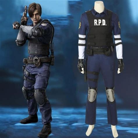 Game Resident Evil 2 Leon Scott Kennedy Cosplay Costume Full Set Outfit ...