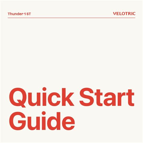 VELOTRIC THUNDER 1 ST QUICK START MANUAL Pdf Download | ManualsLib