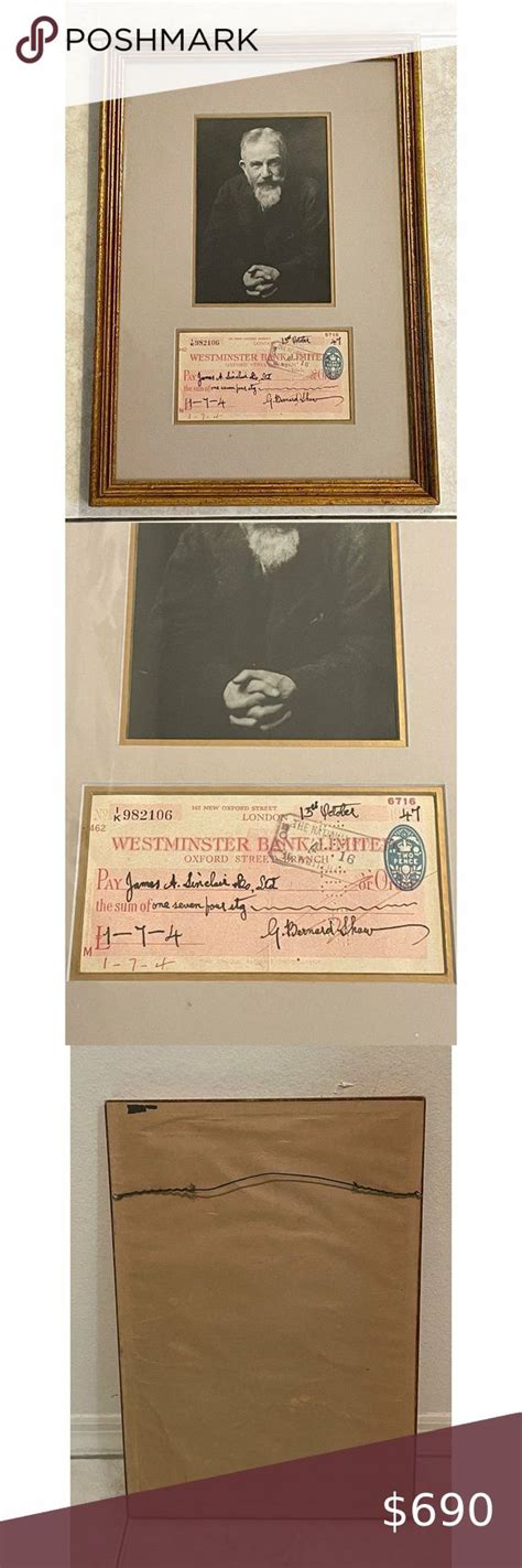 George Bernard Shaw Signed Check Framed NOBEL PRIZE Oxford Street London, New Oxford, George ...