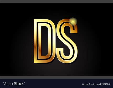 Gold alphabet letter ds d s logo combination icon Vector Image