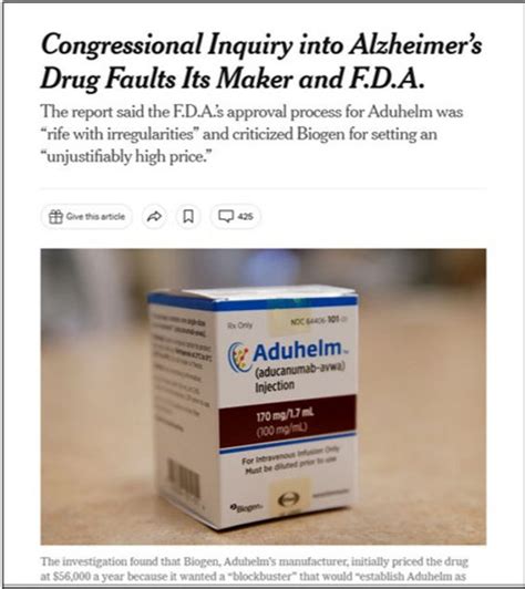 Closure on Biogen's Aduhelm Launch - Congressional Report