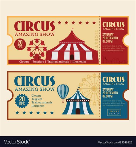 Horizontal vintage circus ticket Royalty Free Vector Image