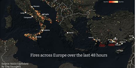 Fires In Europe Map – Topographic Map of Usa with States