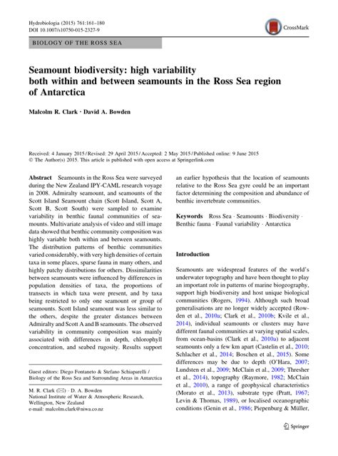 (PDF) Seamount biodiversity: high variability both within and between ...