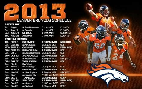 2013 Denver Broncos schedule | GO BRONCOS!! | Pinterest