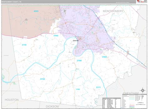 Montgomery County, TN Wall Map Premium Style by MarketMAPS