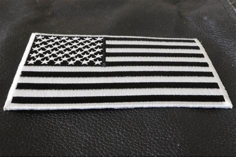 Black and White American Flag Patch with White Borders by Ivamis Patches