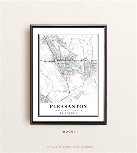 Pleasanton California Map Pleasanton CA Map Pleasanton City - Etsy