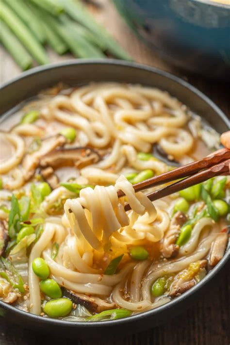 Udon Noodle Soup with Miso Broth - Connoisseurus Veg