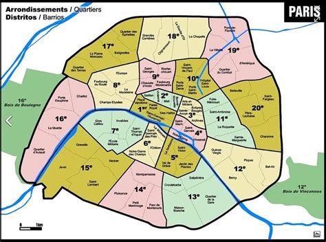 20 arrondissements | Paris pontos turisticos, Mapa de paris, Paris