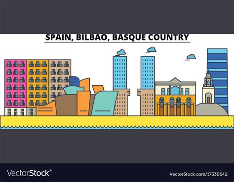 Spain bilbao basque country city skyline Vector Image