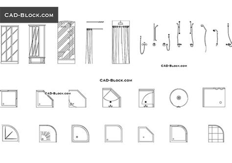 Bathroom showers AutoCAD blocks for free download