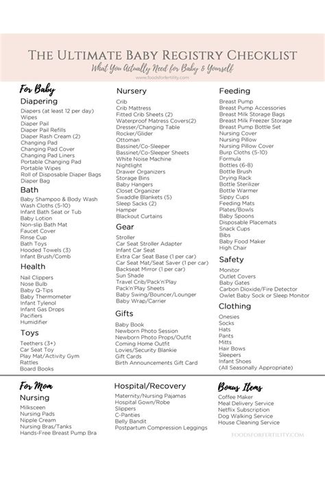 The Ultimate Baby Registry Checklist – Free Printable Baby Registry ...