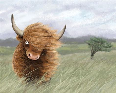 Scottish Highland Cow Art Print Highland Cattle Painting | Etsy