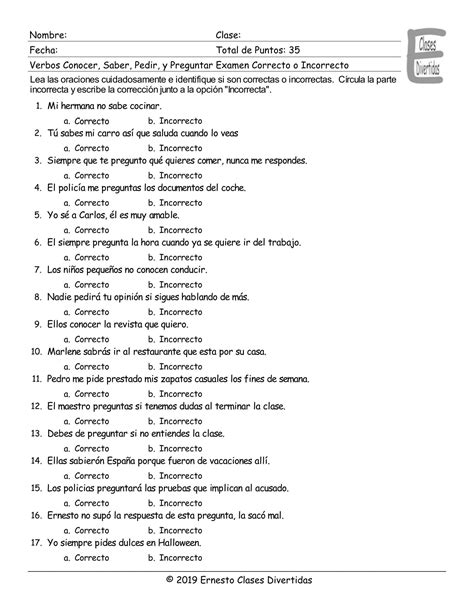 Saber Vs Conocer Worksheet Verbs Conocer Saber Pedir and Preguntar ...