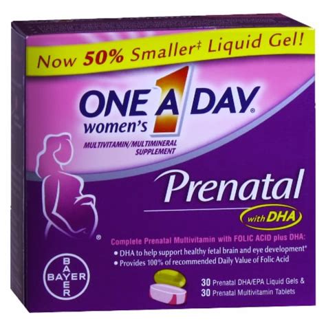 One A Day Women's Prenatal Vitamins with Folic Acid DHA & Iron Supplement Liquid Gels & Tablets ...