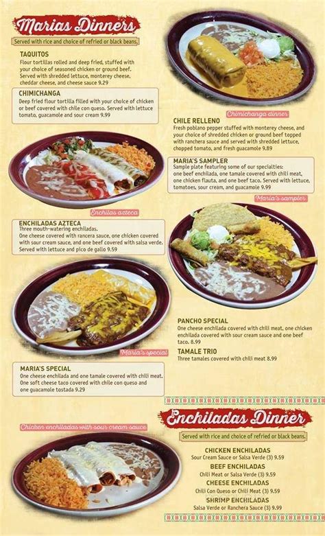 Menu of Maria's Mexican Restaurant in Neosho, MO 64850