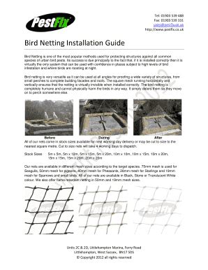 Bird Netting Installation Guide - Fill Online, Printable, Fillable ...