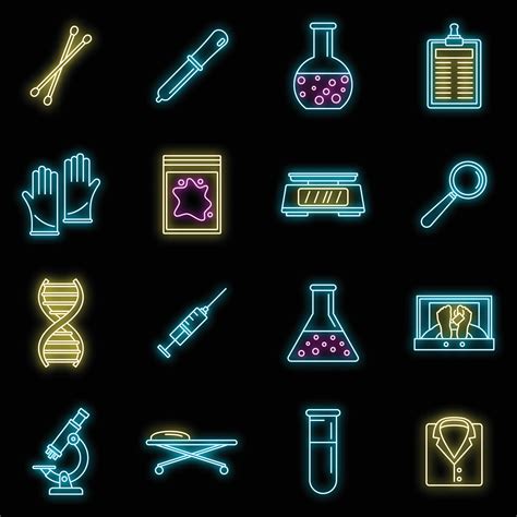 Dna investigation laboratory icons set vector neon 33628903 Vector Art at Vecteezy