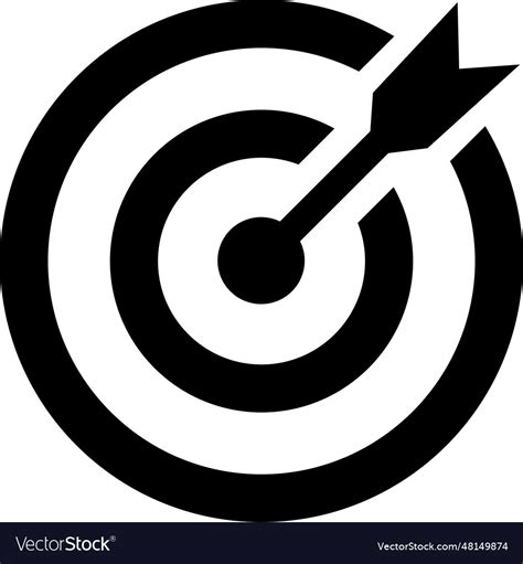 Target bullseye with arrow line art icon Vector Image